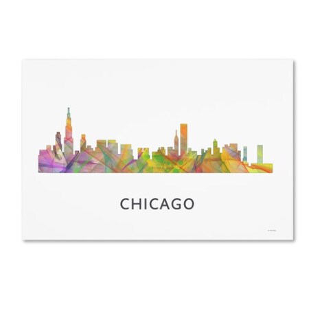 Trademark Fine Art Marlene Watson 'Chicago Illinois Skyline WB-1' Canvas Art, 30x47 MW0357-C3047GG